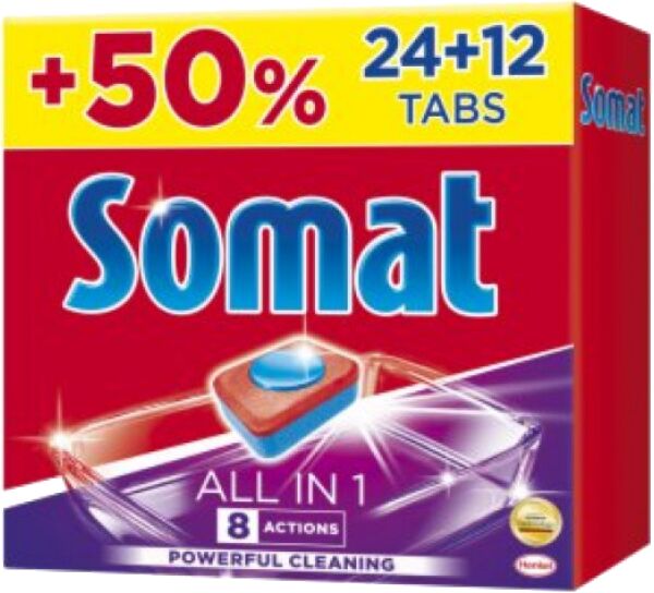 Slika za Tabelete za mašinsko pranje suđa Somat all in one 24+12 tableta