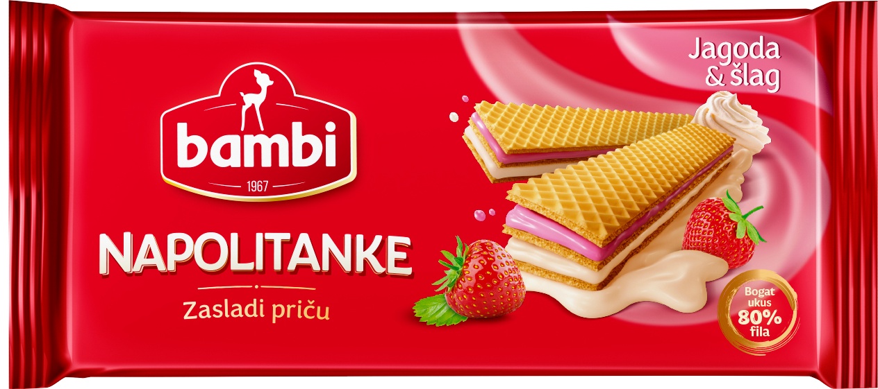 Slika za Napolitanke Bambi jagoda i šlag 185g