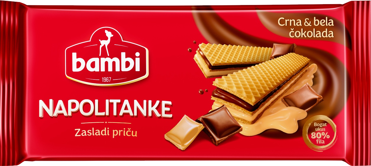 Slika za Napolitanke Bambi crna i bijela čokolada 185g