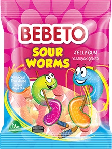 Slika za Gumeni bomboni Bebeto sour worms 60g