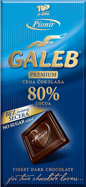 Slika za Čokolada Galeb premium crna 80% bez sećera 100g