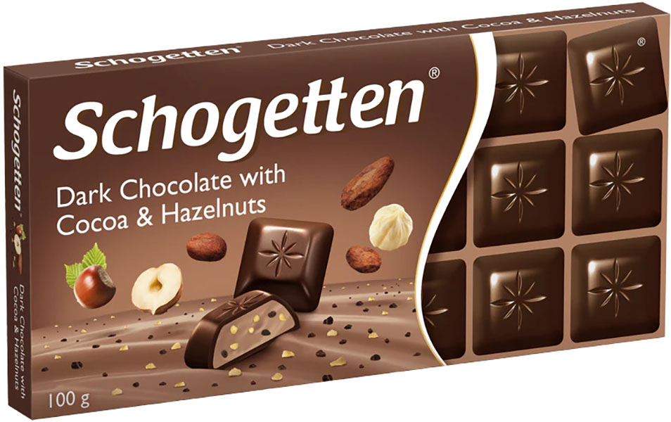 Slika za Čokolada Schogetten crna sa kakaom i lješnicima 100g
