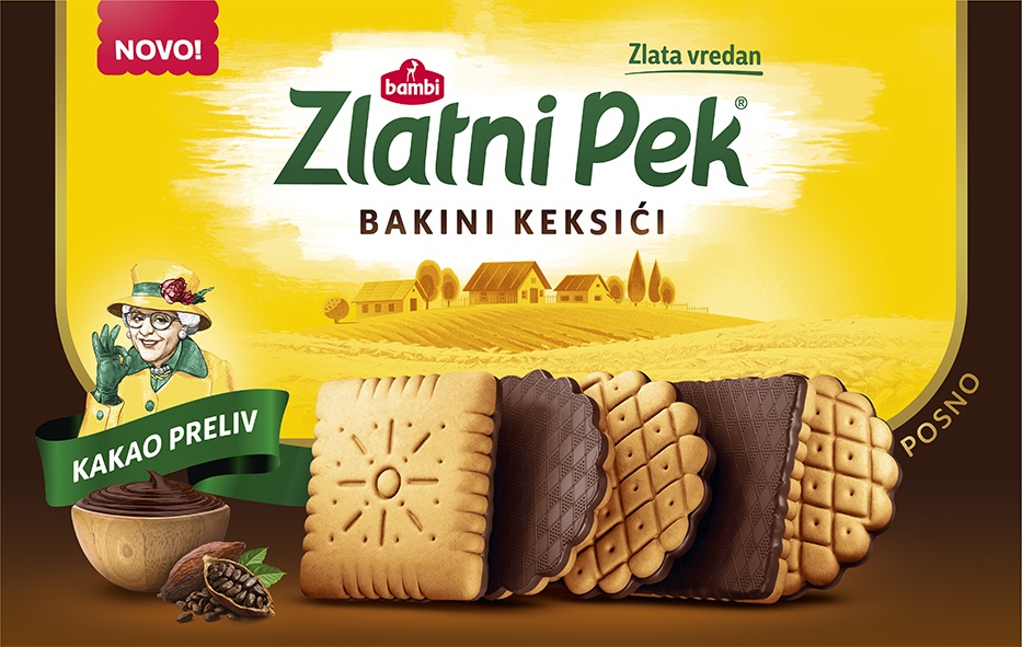 Slika za Keks Zlatni Pek sa kakao prelivom 160g