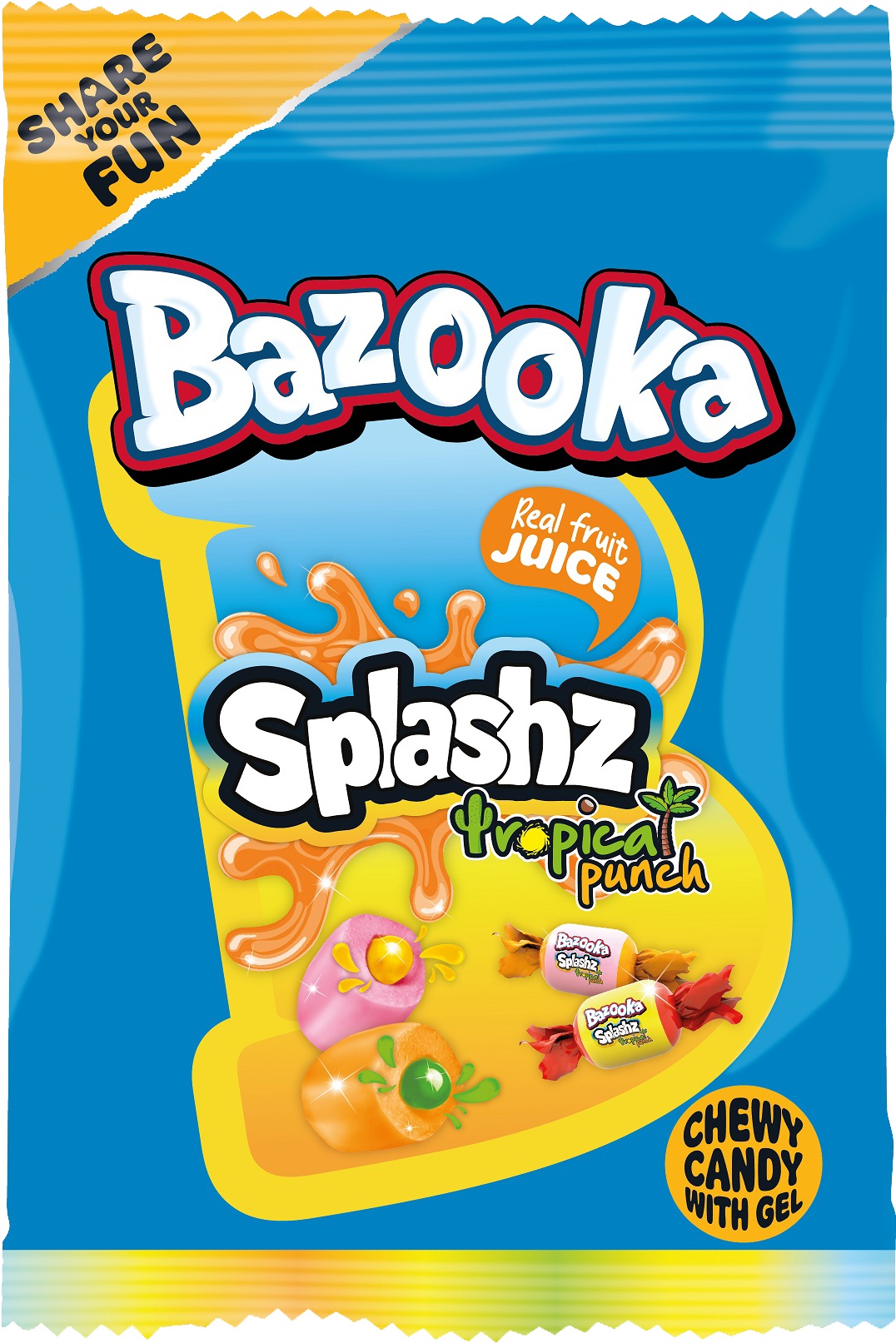 Slika za Bombone Bazooka Splashz Tropical 120g