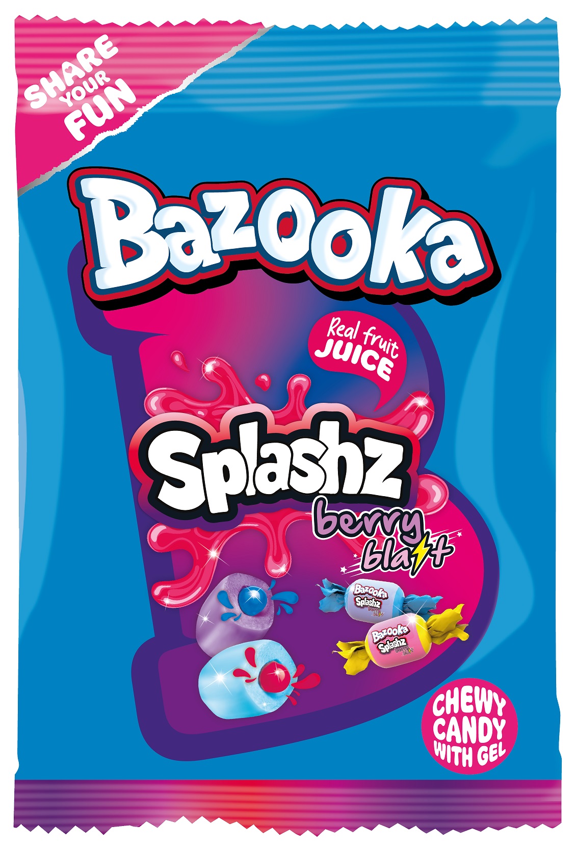 Slika za Bombone Bazooka Splashz Berry 120g