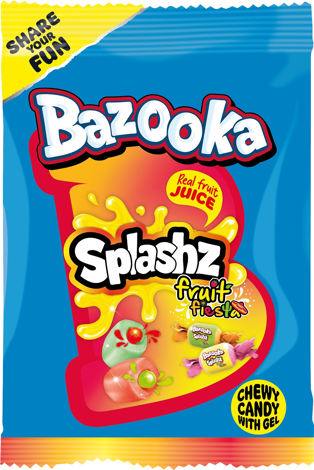 Slika za Bombone Bazooka Splashz Fruit Fiestay 120g