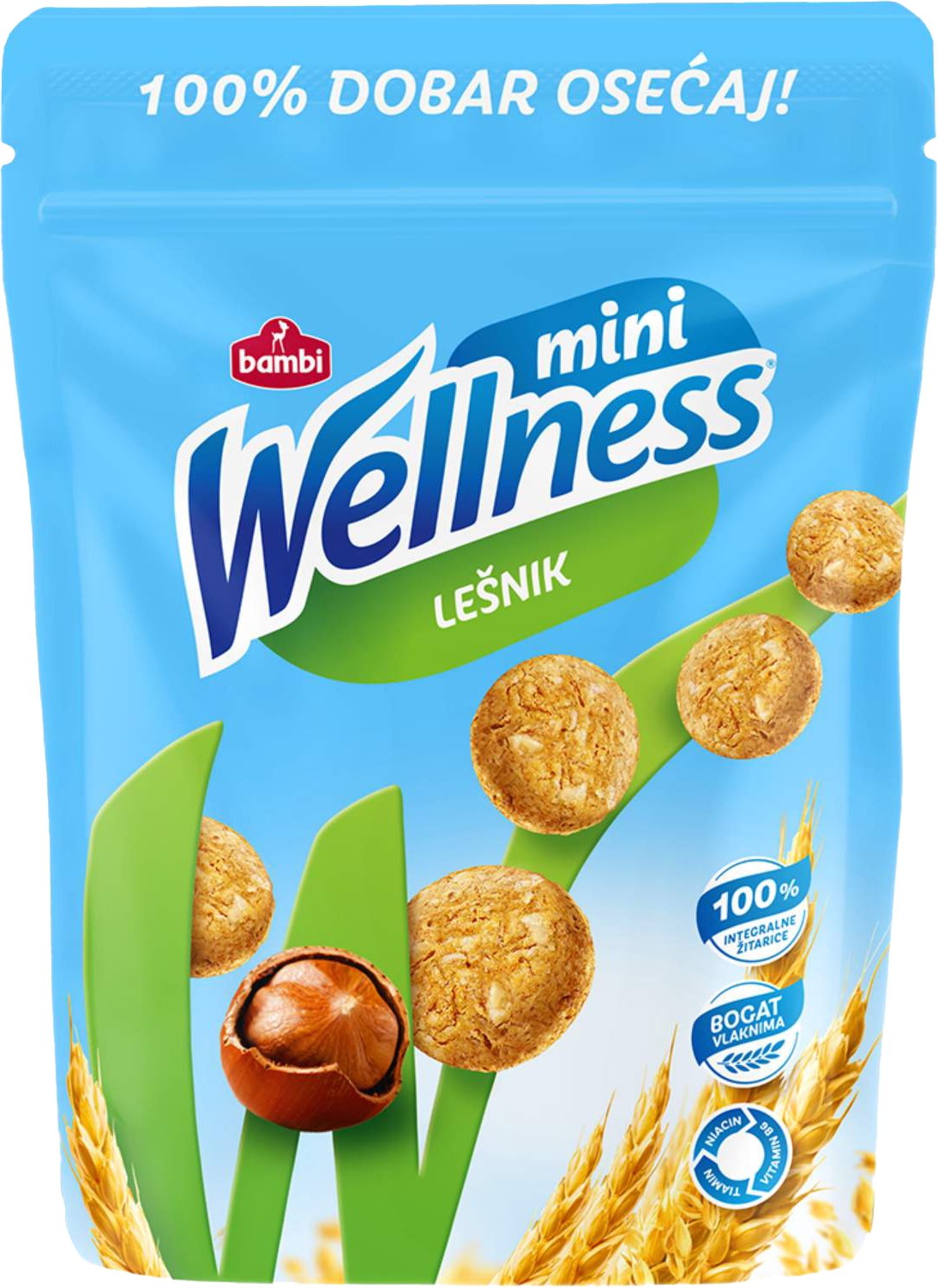 Slika za Integralni keks Wellness mini lješnik  70g