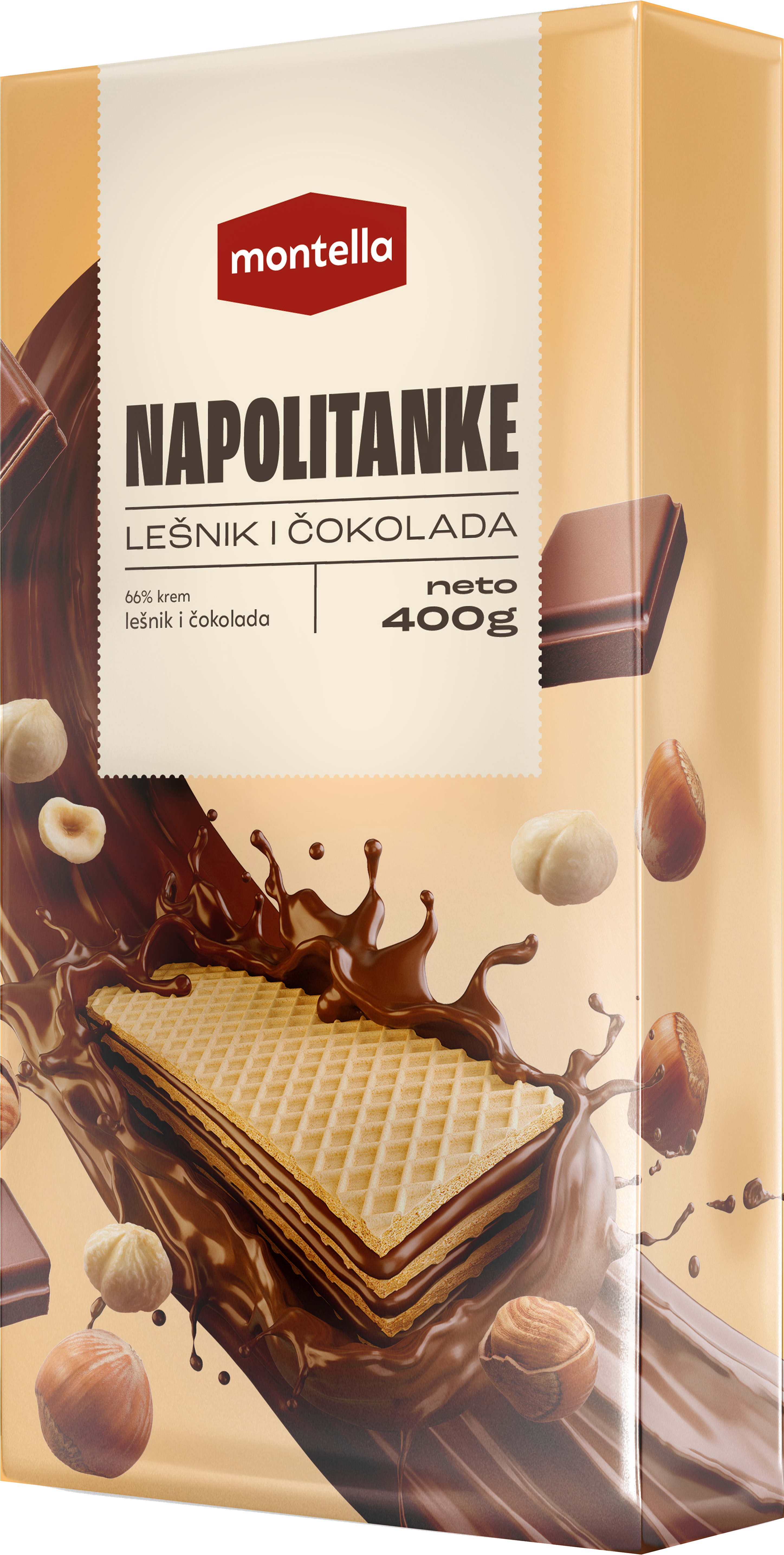 Slika za Napolitanka Montella lješnik i čokolada 400g