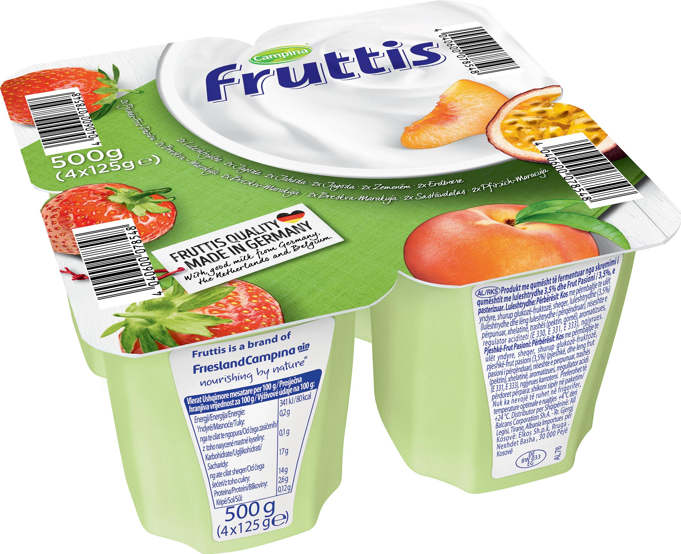 Slika za Voćni jogurt Fruttis jagoda breskva 125g