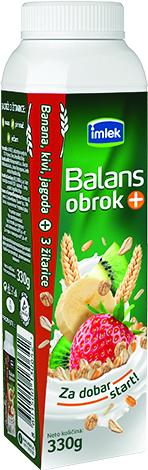 Slika za Jogurt Balans+obrok jagoda, banana, kivi i žitarice 330g