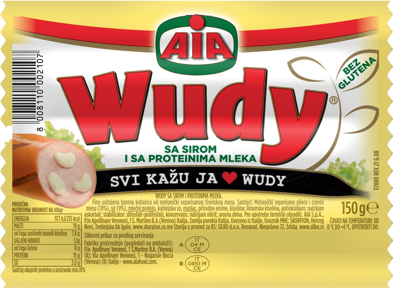 Slika za Viršla sa sirom Aia Wudy  150g