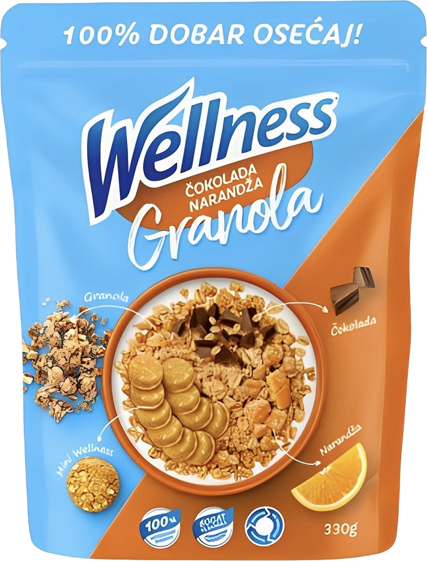 Slika za Musli granola Wellnes čokolada i narandža 60g