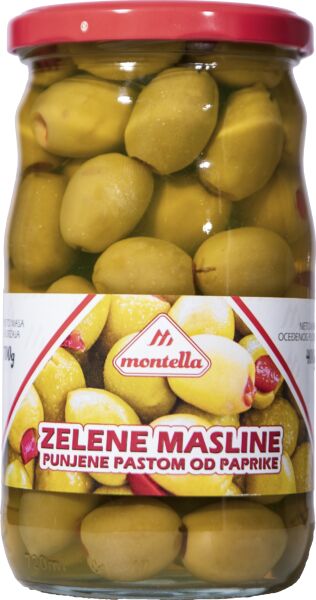 Slika za Masline zelene Montella  punjene paprikom700g