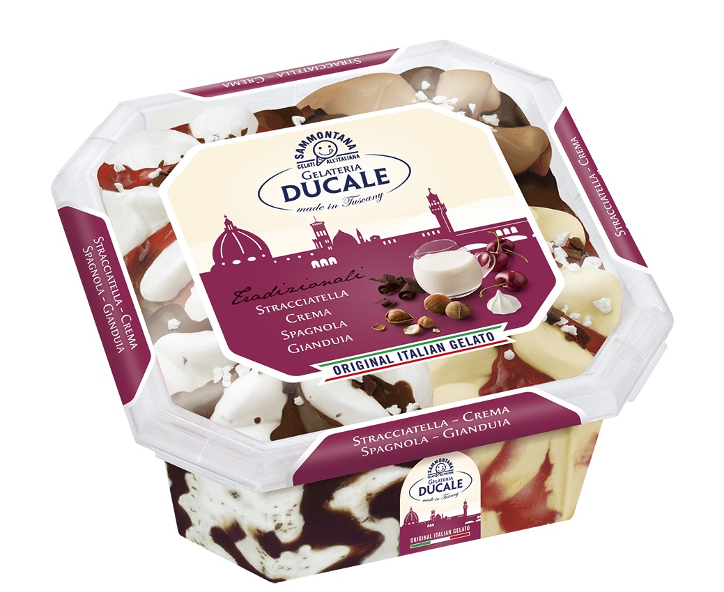 Slika za Sladoled Ducale straćatela, vanila, lješnik i višnja 1kg